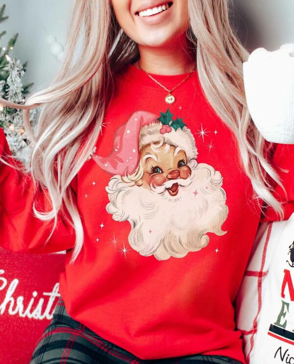 Retro Pink Santa Christmas Sweatshirt