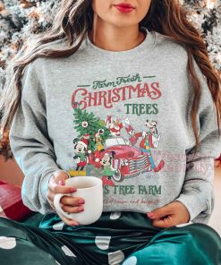 Vintage Mickey And Friends Christmas Trees Farm Sweatshirt