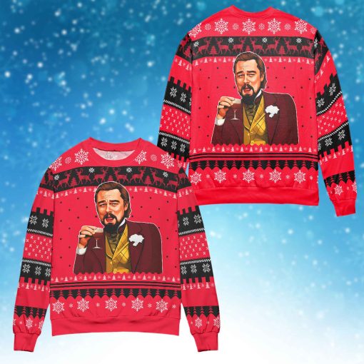 Laughing Leo DiCa Man Meme Drinking Wine Ugly Sweater