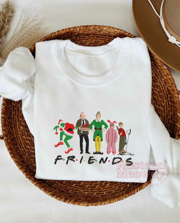 Friends Christmas Movie Characters Embrodered Sweatshirt