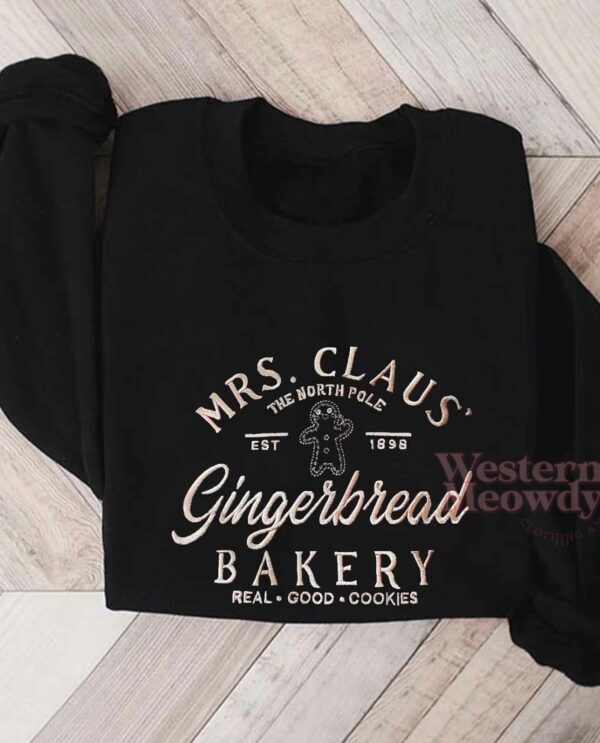 Mrs Claus Gingerbread The North Pole Embroidered Crewneck