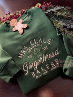 Mrs Claus Gingerbread The North Pole Embroidered Crewneck