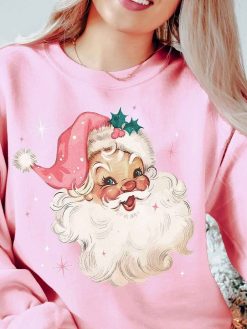 Retro Pink Santa Christmas Sweatshirt