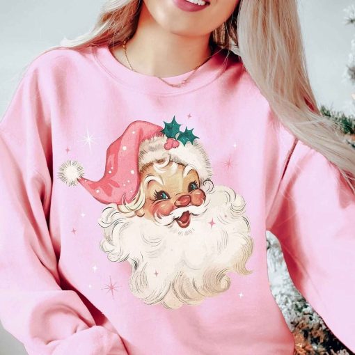 Retro Pink Santa Christmas Sweatshirt