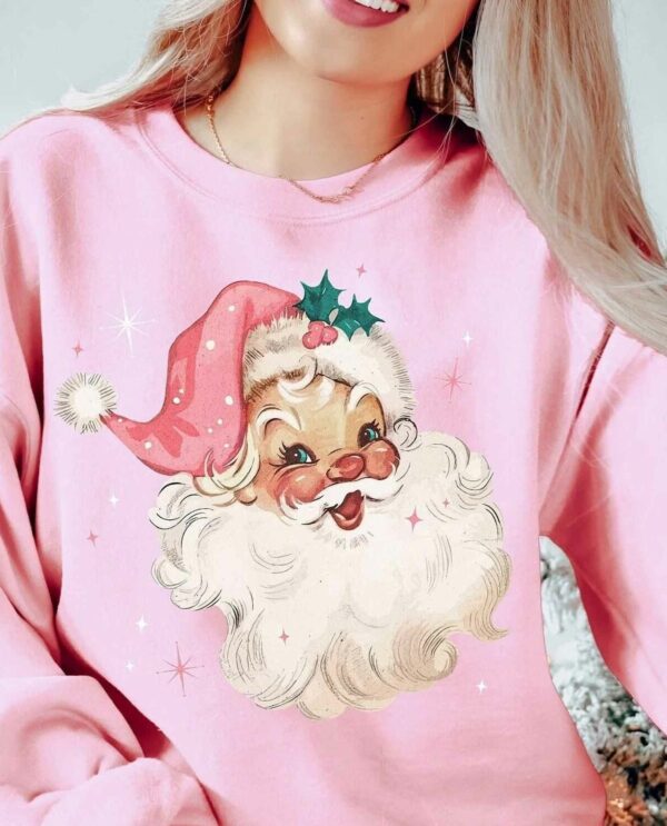 Retro Pink Santa Christmas Sweatshirt