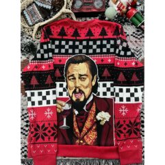 Laughing Leo DiCa Man Drinking Wine Ugly Sweater