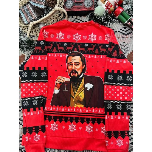 Laughing Leo DiCa Man Meme Drinking Wine Ugly Sweater