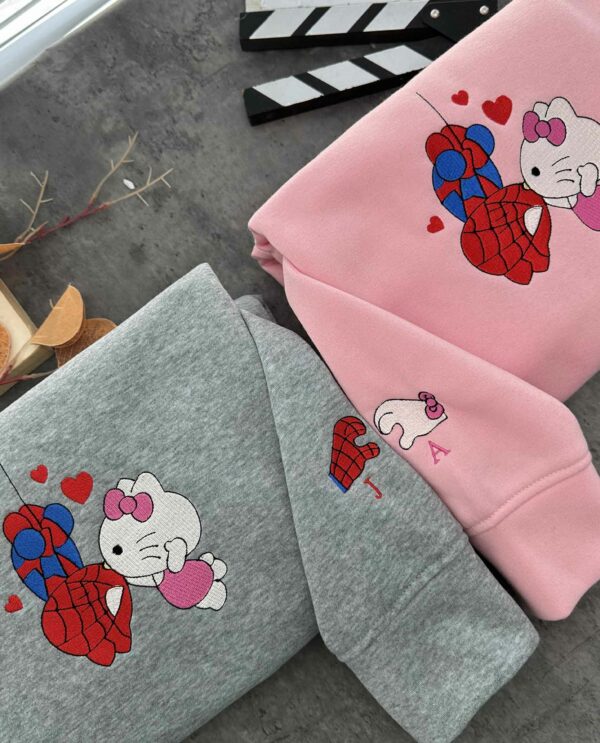 Hello Kitty Spiderman Couple cute Embroidered