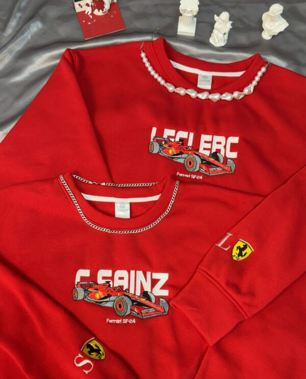 Leclerc x Sainz x Ferrari Formula 1 Embroidered Sweatshirt