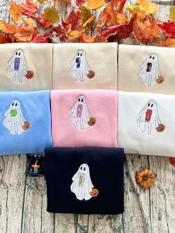 Ghost Drink Halloween, Boo Halloween– Embroidered Sweatshirt/Hoodie/T-shirt