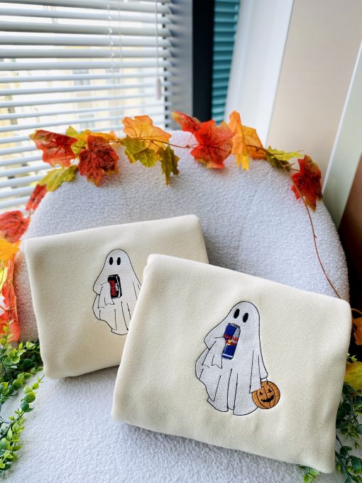 Ghost Drink Halloween, Boo Halloween– Embroidered Sweatshirt/Hoodie/T-shirt