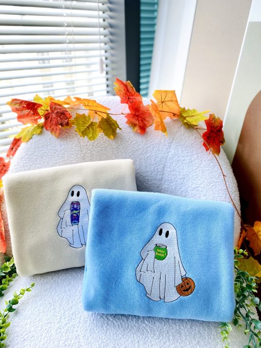 Ghost Drink Halloween, Boo Halloween– Embroidered Sweatshirt/Hoodie/T-shirt