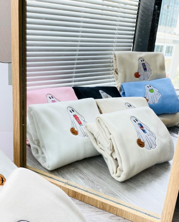 Ghost Drink Halloween, Boo Halloween– Embroidered Sweatshirt/Hoodie/T-shirt