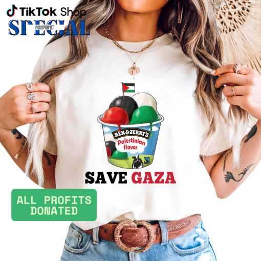 Ben and Jerry’s Save Gaza Palestine T-Shirt, Ben&Jerry’s ice cream Save Gaza Free Palestine Tee, Solidarity Protest Shirt, Gaza Freedom Tee, Activist Shirt