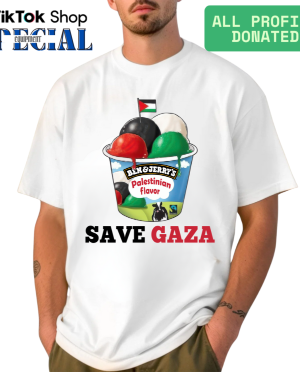 Ben and Jerry’s Save Gaza Palestine T-Shirt, Ben&Jerry’s ice cream Save Gaza Free Palestine Tee, Solidarity Protest Shirt, Gaza Freedom Tee, Activist Shirt