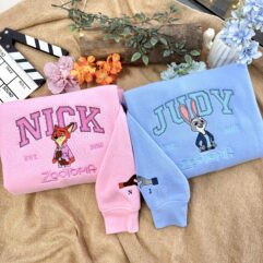 Zootopia Emboidred Sweatshirt – Nick And Judy Couple Sweatshirt