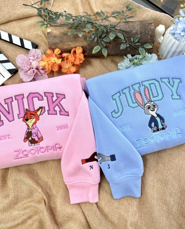 Zootopia Emboidred Sweatshirt – Nick And Judy Couple Sweatshirt