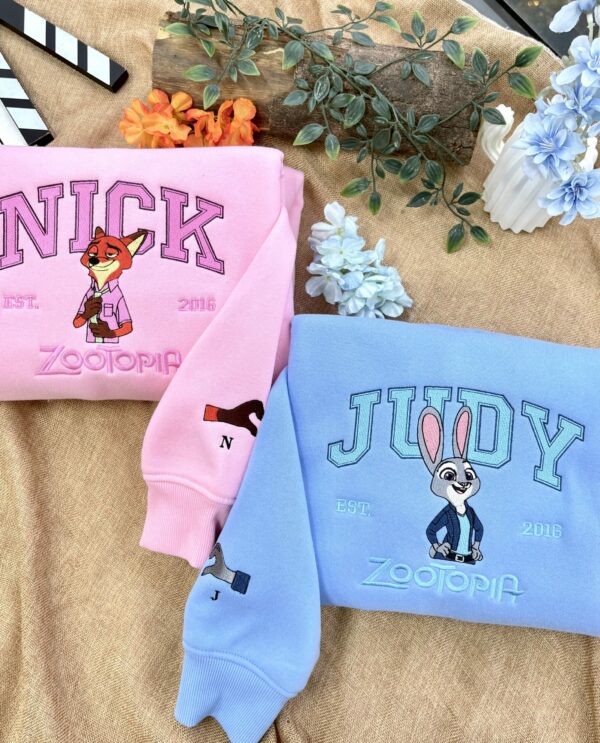 Zootopia Emboidred Sweatshirt – Nick And Judy Couple Sweatshirt