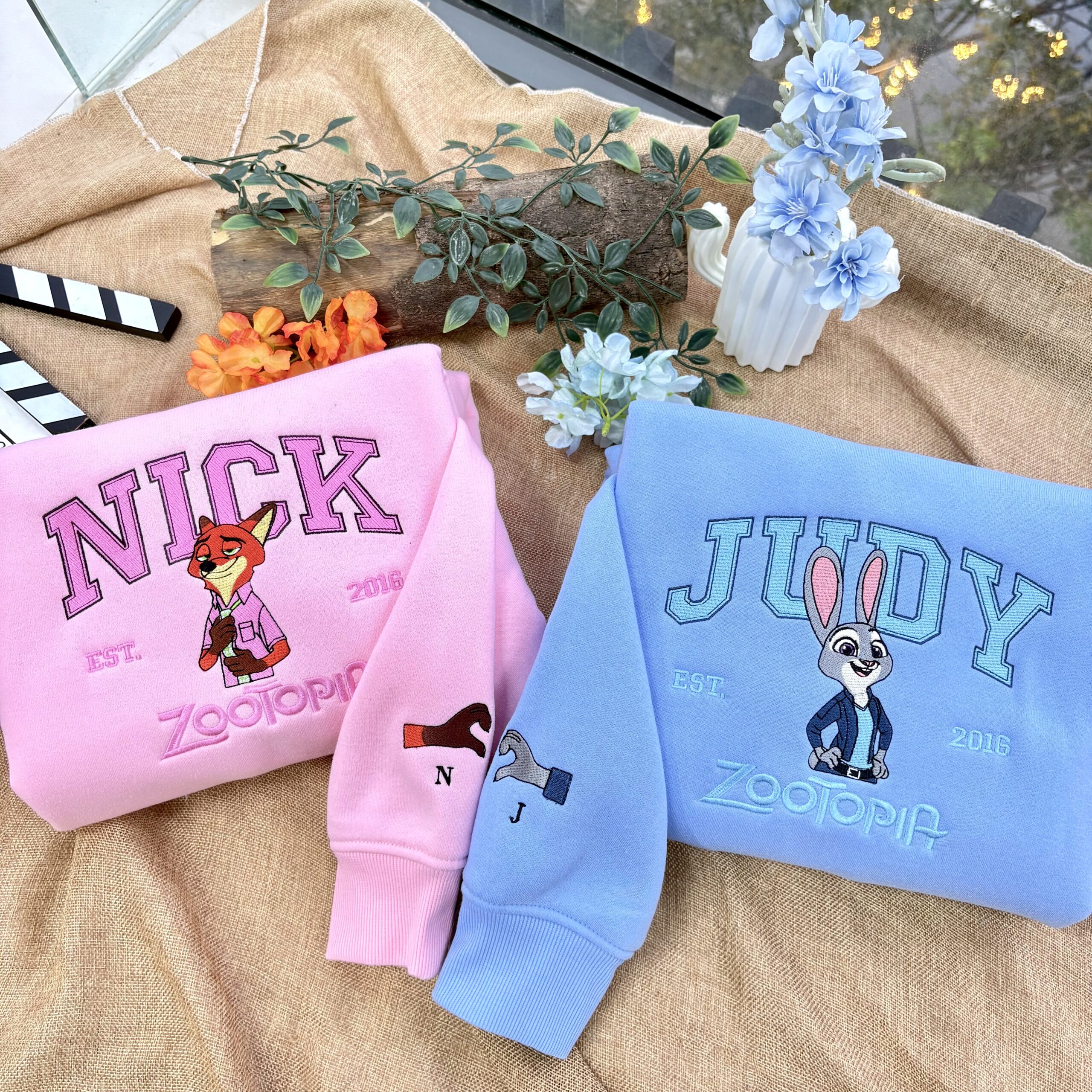 Zootopia Emboidred Sweatshirt – Nick And Judy Couple Sweatshirt Zootopia Emboidred Sweatshirt – Nick And Judy Couple Sweatshirt
