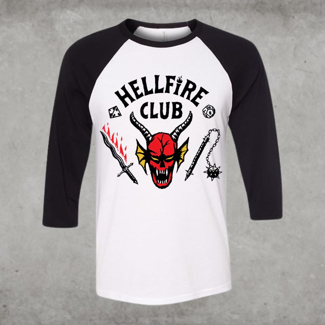 Hellfire Club Stranger Things 3/4 Sleeve Baseball T-shirt Hellfire Club Stranger Things 3/4 Sleeve Baseball T-shirt