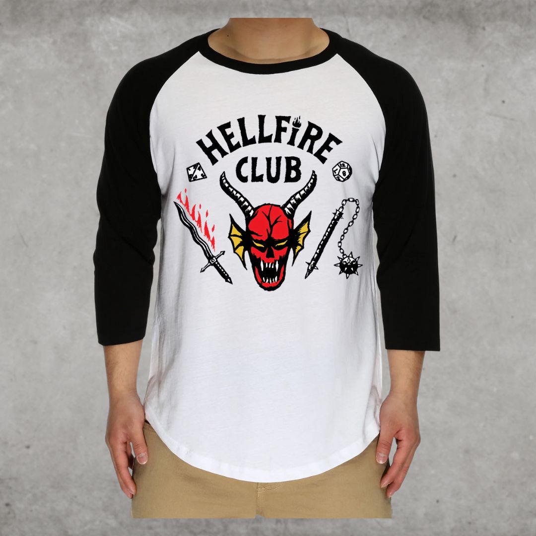 Hellfire Club Stranger Things 3/4 Sleeve Baseball T-shirt Hellfire Club Stranger Things 3/4 Sleeve Baseball T-shirt