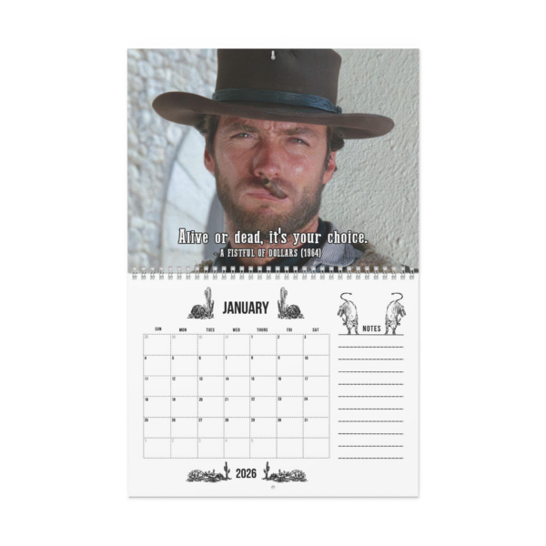 Clint Eastwood 2026 Calendar – Western Cowboy Wall Calendar