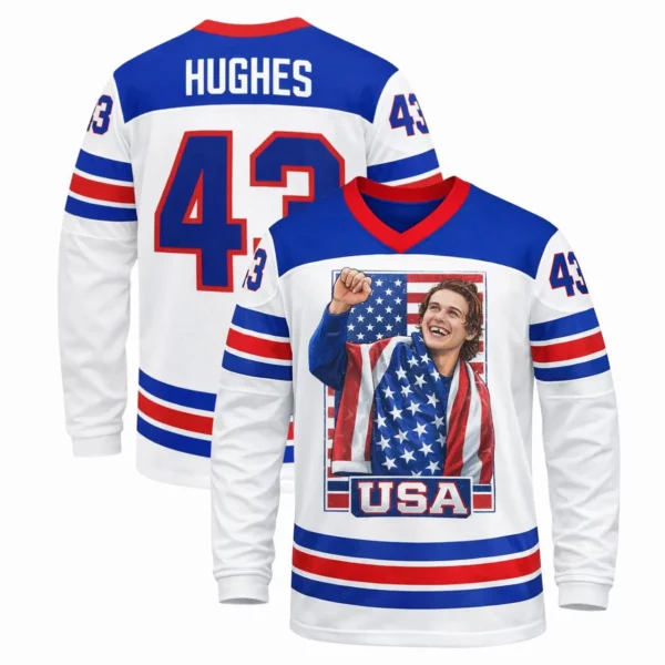 USA Hockey Gold 2026 Jack Hughes Jersey, Olympic Gold Medal Hockey Fan Gift