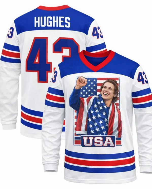 USA Hockey Gold 2026 Jack Hughes Jersey, Olympic Gold Medal Hockey Fan Gift