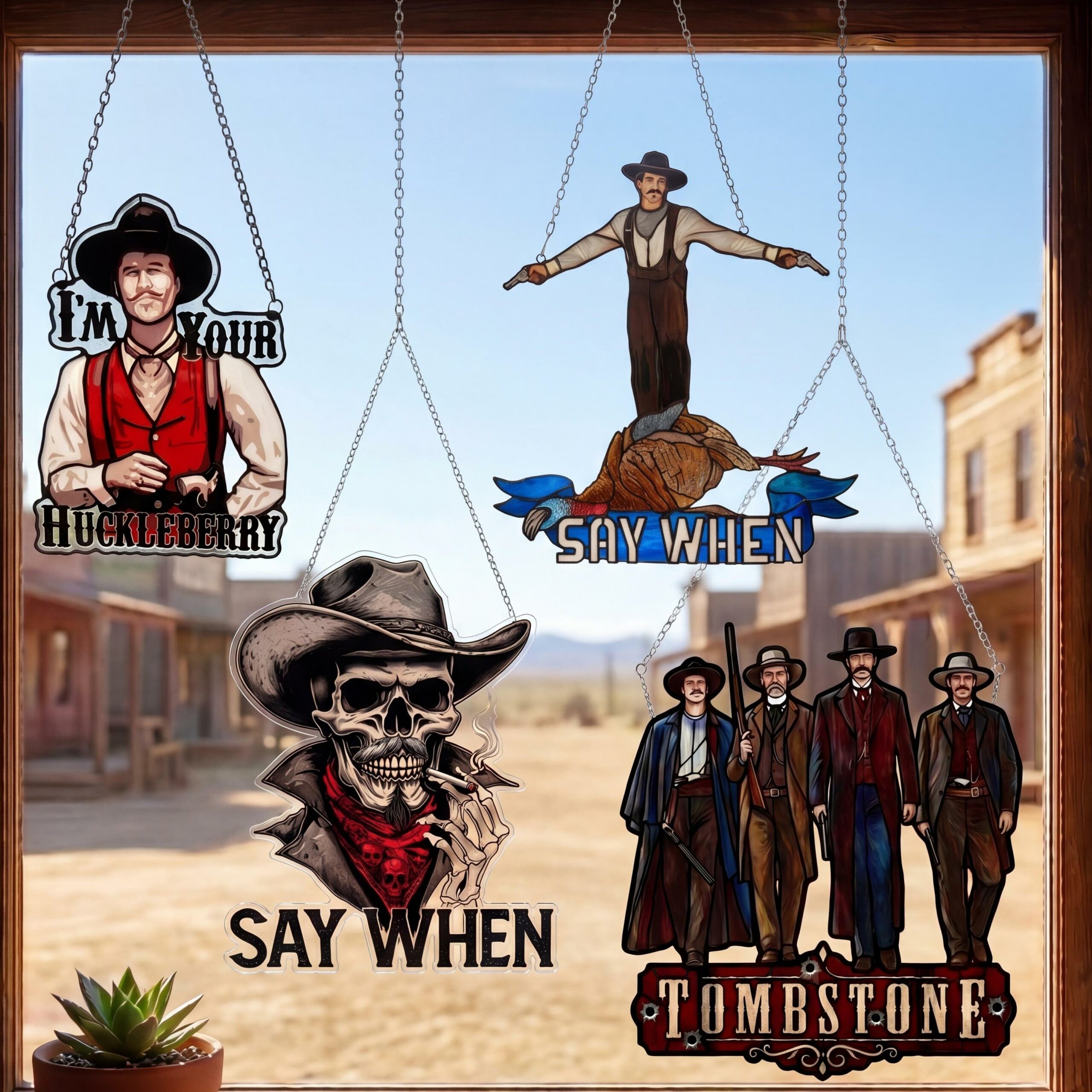 Vintage Doc Holliday Acrylic Suncatcher Ornaments, Tombstone Tribute Window Hanging Suncatcher Ornaments, Movie Merch, Fan Gift Vintage Doc Holliday Acrylic Suncatcher Ornaments, Tombstone Tribute Window Hanging Suncatcher Ornaments, Movie Merch, Fan Gift