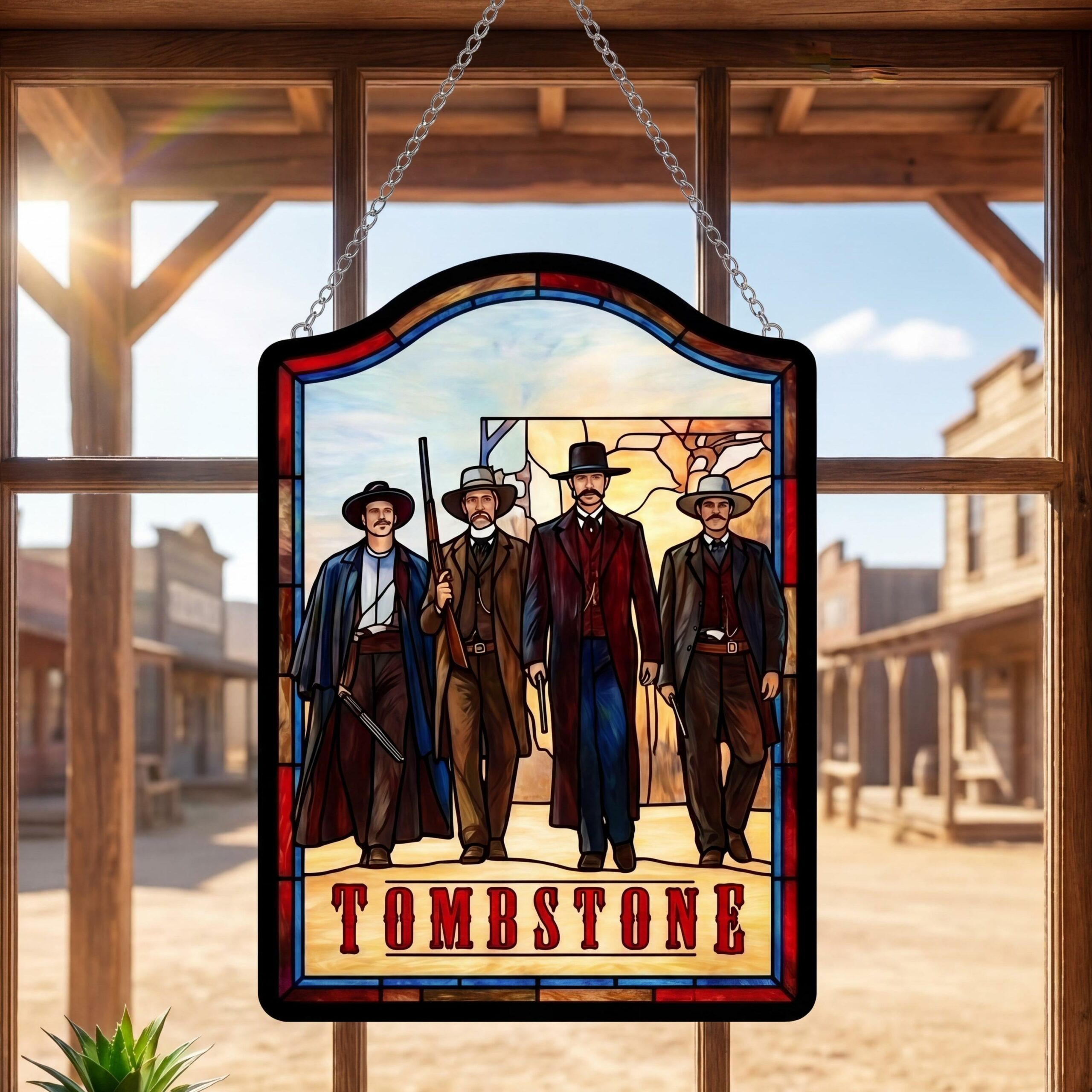 Vintage Doc Holliday Acrylic Suncatcher Ornaments, Tombstone Tribute Window Hanging Suncatcher Ornaments, Movie Merch, Fan Gift Vintage Doc Holliday Acrylic Suncatcher Ornaments, Tombstone Tribute Window Hanging Suncatcher Ornaments, Movie Merch, Fan Gift