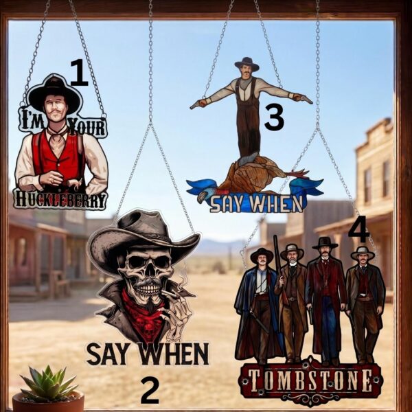 Vintage Doc Holliday Acrylic Suncatcher Ornaments, Tombstone Tribute Window Hanging Suncatcher Ornaments, Movie Merch, Fan Gift