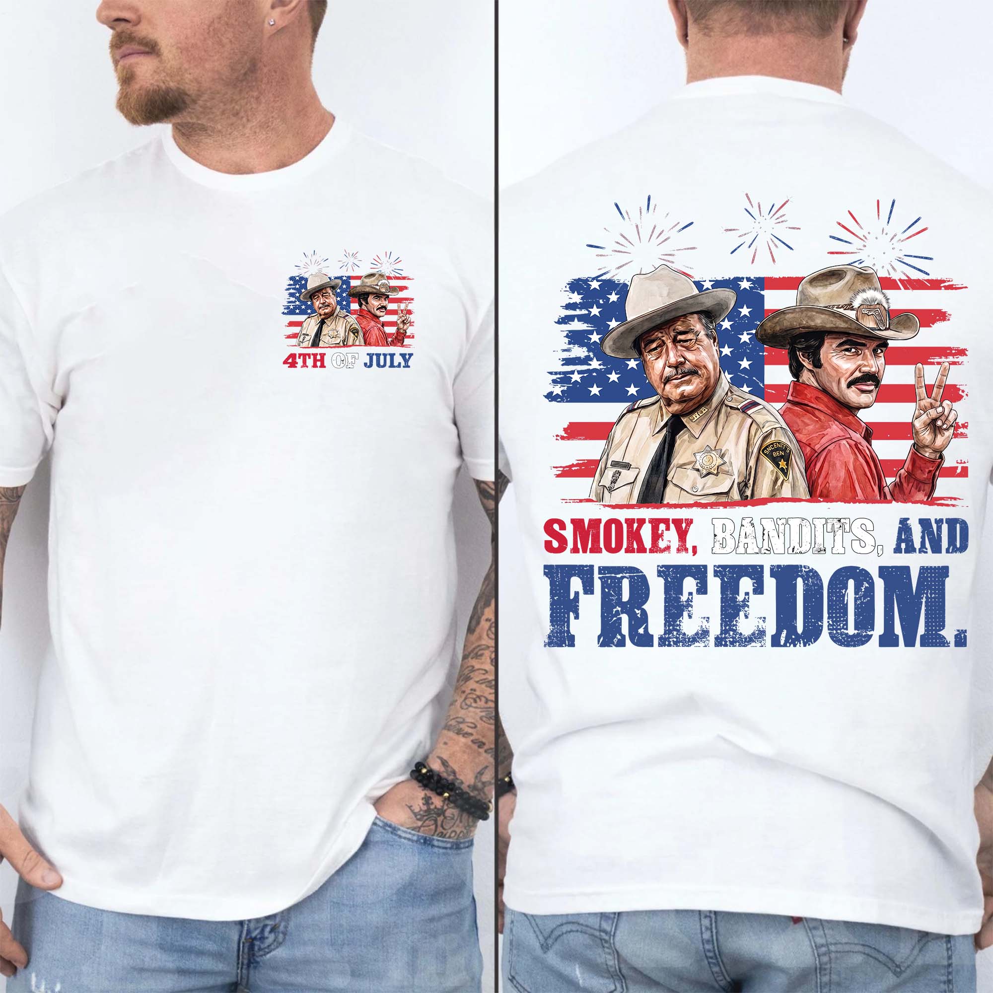 Smokey, Bandit And Freedom 4th Of July T-Shirt Smokey, Bandit And Freedom 4th Of July T-Shirt