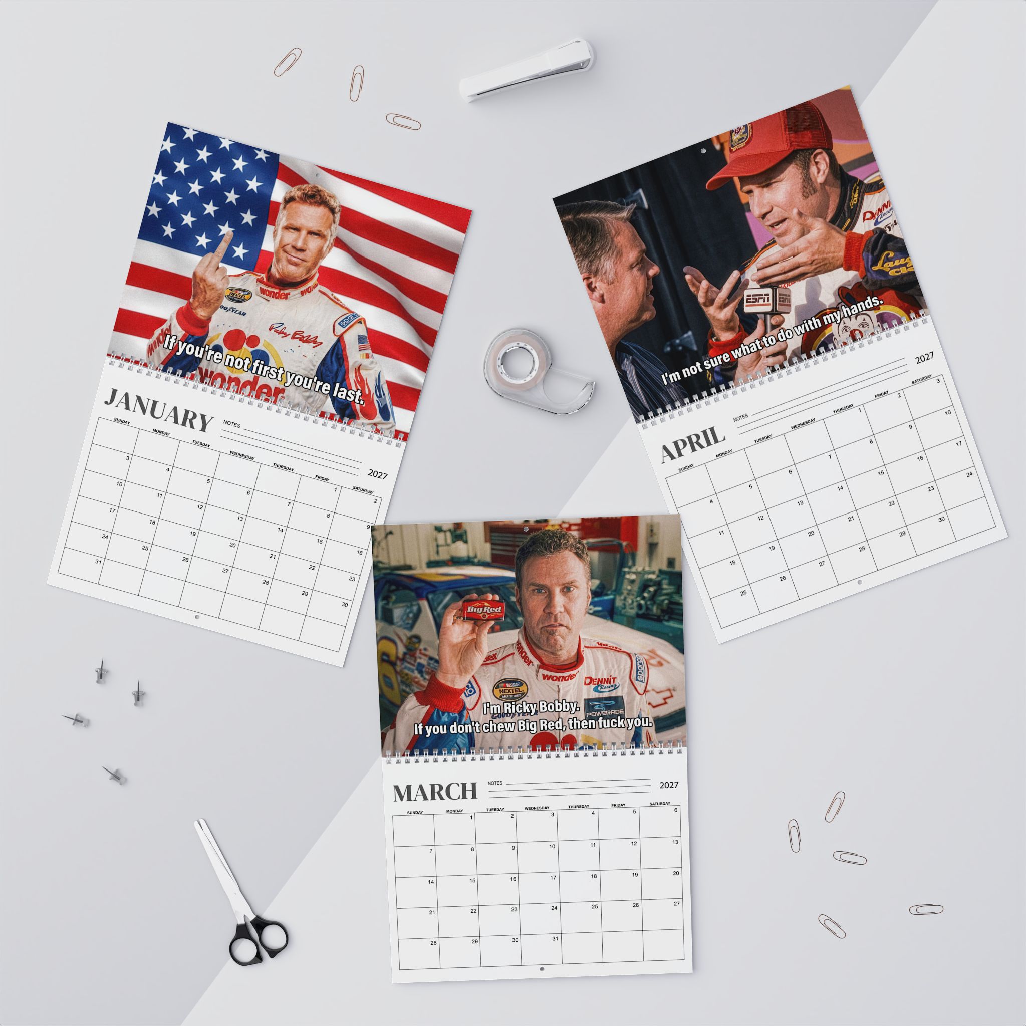 Ricky Bobby 2027 Wall/Desktop Calendar – Classic TV Lover Gift – Talladega Nights Merch Ricky Bobby 2027 Wall/Desktop Calendar – Classic TV Lover Gift – Talladega Nights Merch