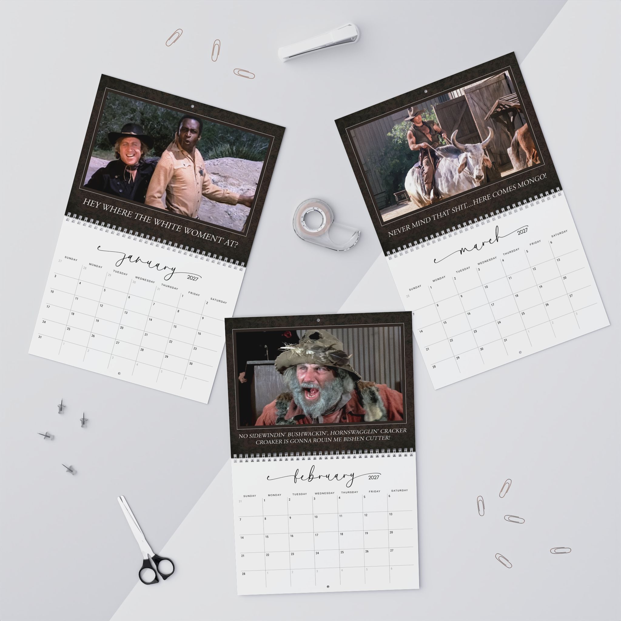 Blazing Saddles 2027 Wall/Desktop Calendar – Classic TV Lover Gift – Movie Merch Blazing Saddles 2027 Wall/Desktop Calendar – Classic TV Lover Gift – Movie Merch
