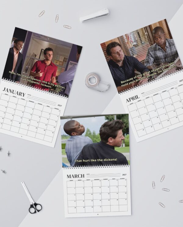 A Year Of Shawn n Gus 2027 Wall/Desk Calendar – Classic TV Lover Gift -Psych Merch