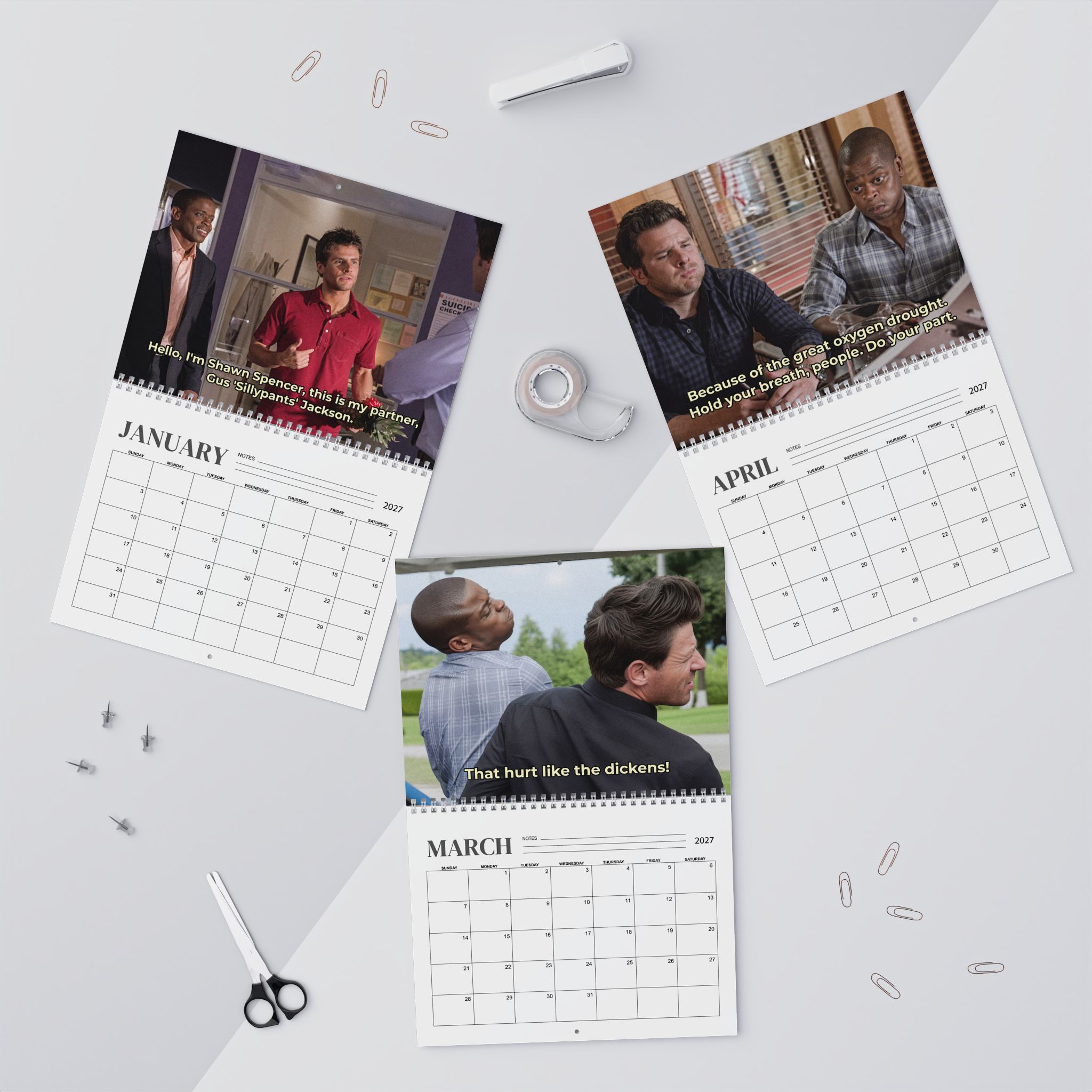 Shawn n Gus 2027 Wall/Desktop Calendar – Classic TV show Lover Gift – Psych Merch Shawn n Gus 2027 Wall/Desktop Calendar – Classic TV show Lover Gift – Psych Merch