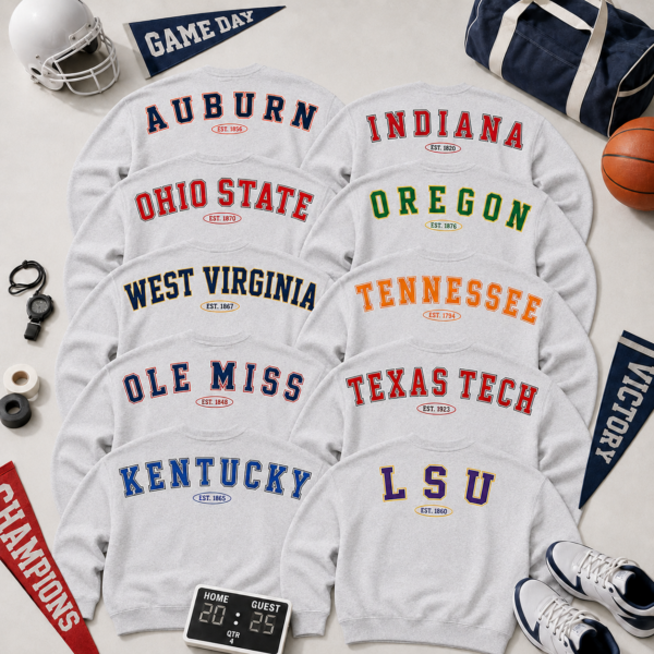 Vintage 90s All Team Football Shoulder Back Printing Crewneck Sweatshirt, Hoodie, Game Day Shirt