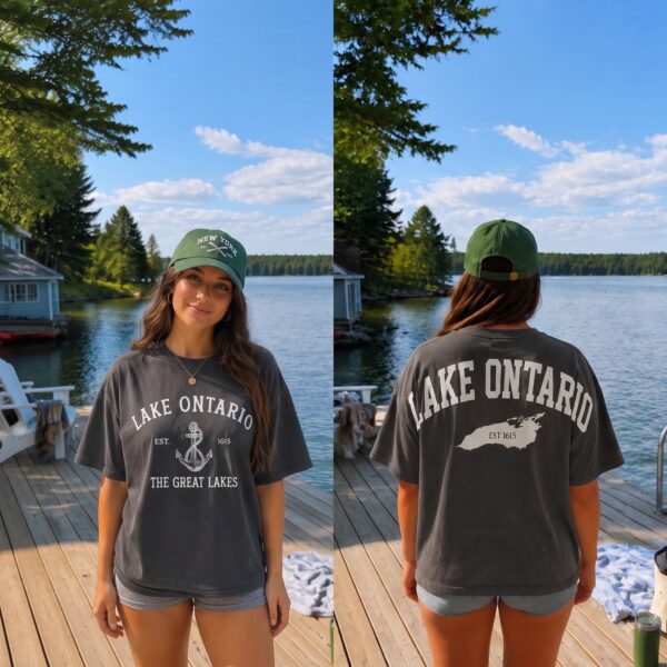 Lake Ontario 2Side T-Shirt, Lake Ontario Sweatshirt Backside Arm To Arm, Lake Life Hoodie Gift